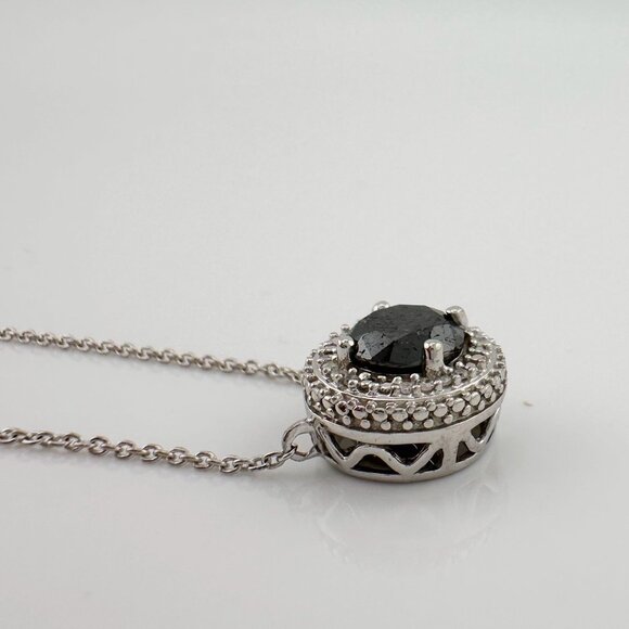 Beautiful 1 Carat Black Diamond Halo Earring and Necklace Set - Picture 11 of 16